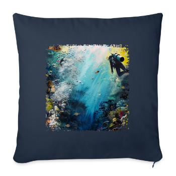 Diving is a passion - Sofa pillowcase 17,3'' x 17,3'' (45 x 45 cm) - navy - Front
