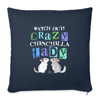 Folle dame chinchilla - Housse de coussin décorative 45 x 45 cm - bleu marine - Devant