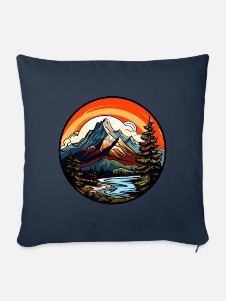 Berge Landschaft Natur - Sofakissenbezug 45 x 45 cm - Navy