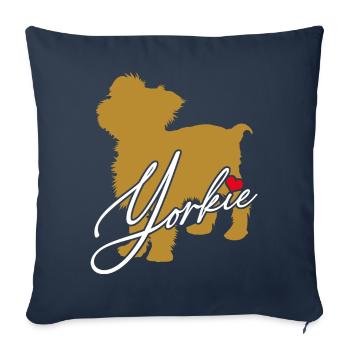 Yorkie Silhouette Yorkshire Terrier avec coeur - Housse de coussin décorative 45 x 45 cm - bleu marine - Devant