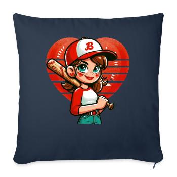Joyeuse championne de baseball - Housse de coussin décorative 45 x 45 cm - bleu marine - Devant