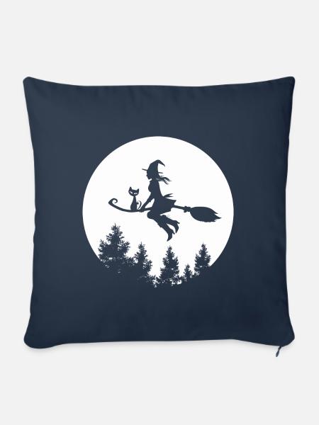 Fliegende Hexe - Sofakissenbezug 45 x 45 cm - Navy