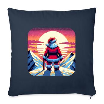 Père Noël sur la montagne - Housse de coussin décorative 45 x 45 cm - bleu marine - Devant