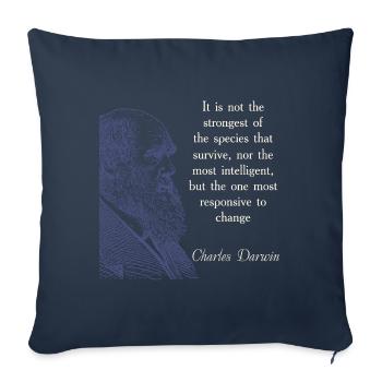 Citez Darwin Biologie Théorie de l’évolution - Housse de coussin décorative 45 x 45 cm - bleu marine - Devant