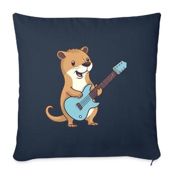 Cute mongoose playing guitar - Sofa pillowcase 17,3'' x 17,3'' (45 x 45 cm) - navy - Front