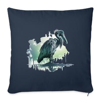 Shoebill watercolor - Sofa pillowcase 17,3'' x 17,3'' (45 x 45 cm) - navy - Front