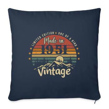 1951 Anniversaire Né En 1951 Édition Limitée - Housse de coussin décorative 45 x 45 cm - bleu marine - Devant