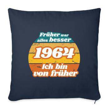 Tout allait mieux avant - né en 1964, anniversaire - Housse de coussin décorative 45 x 45 cm - bleu marine - Devant