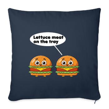 Salatfleisch auf dem Tablett lustiges Burger-Wortspiel - Sofakissenbezug 45 x 45 cm - Navy - Vorne