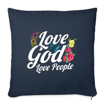 Jésus Dieu verset biblique don inspirant - Housse de coussin décorative 45 x 45 cm - bleu marine - Devant