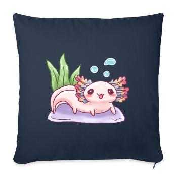 Underwater Chalk Design for Axolotl Lovers - Sofa pillowcase 17,3'' x 17,3'' (45 x 45 cm) - navy - Front