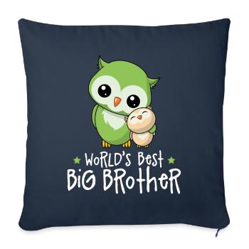 World's Best Big Brother - Big Brother Owls - Sofa pillowcase 17,3'' x 17,3'' (45 x 45 cm) - navy - Front