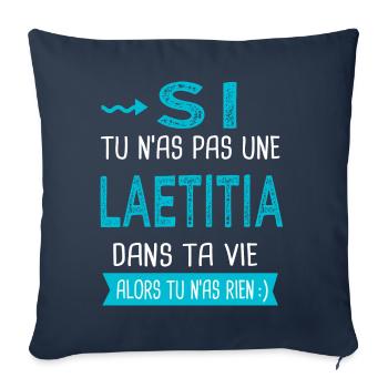 Laetitia Si tu n as pas une laetitia - Housse de coussin décorative 45 x 45 cm - bleu marine - Devant