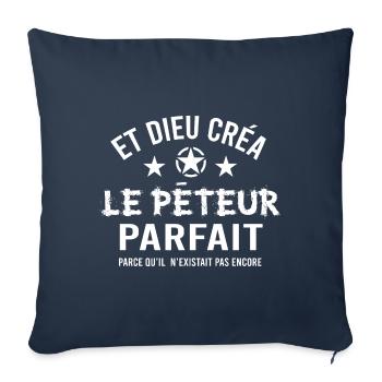 Péteur pet cadeau drôle homme qui pète péter prout - Housse de coussin décorative 45 x 45 cm - bleu marine - Devant