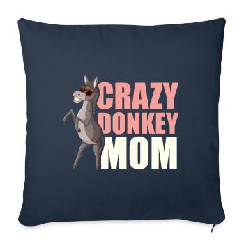 Maman âne - Housse de coussin décorative 45 x 45 cm - bleu marine - Devant