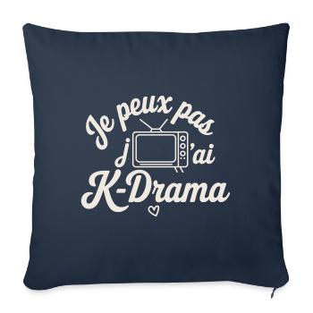 Je peux pas j'ai k-drama - Housse de coussin décorative 45 x 45 cm - bleu marine - Devant