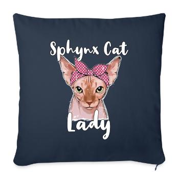 Sphynx Chat Lady Sphynx Chat - Housse de coussin décorative 45 x 45 cm - bleu marine - Devant