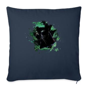 panther,cheetah,leopard,black,green,jungle - Sofa pillowcase 17,3'' x 17,3'' (45 x 45 cm) - navy - Front