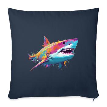 Requin - Housse de coussin décorative 45 x 45 cm - bleu marine - Devant