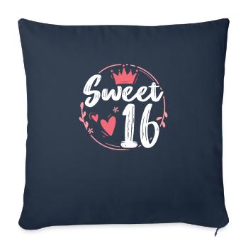 16e anniversaire - Housse de coussin décorative 45 x 45 cm - bleu marine - Devant
