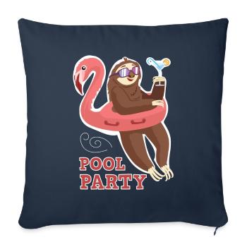 Pool party sloth inflatable flamingo sloth - Sofa pillowcase 17,3'' x 17,3'' (45 x 45 cm) - navy - Front