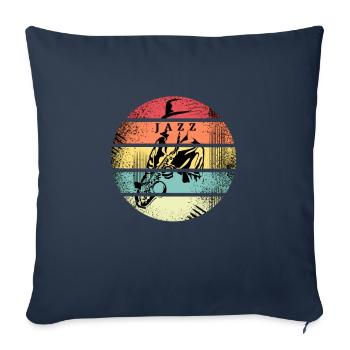 Jazz et saxophoniste rétro - Housse de coussin décorative 45 x 45 cm - bleu marine - Devant