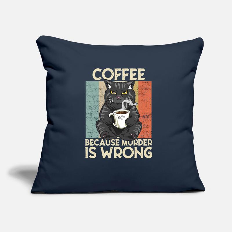 Coffee because Murder is wrong Kaffee Katze retro Sofakissenbezug 45 x 45 cm