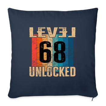Anniversaire Joyeux anniversaire Niveau débloqué 68 ans - Housse de coussin décorative 45 x 45 cm - bleu marine - Devant