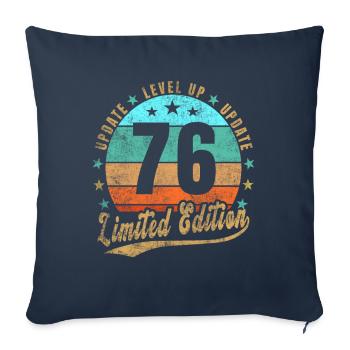 Mise à jour Level Up 76 ans Édition Limitée Rétro - Housse de coussin décorative 45 x 45 cm - bleu marine - Devant