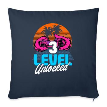 Level 3 Unlocked 3rd Birthday Gamer 80s retro - Sofa pillowcase 17,3'' x 17,3'' (45 x 45 cm) - navy - Front