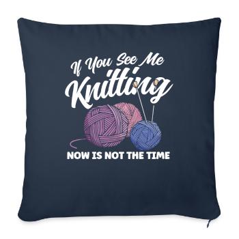Yarn Knitting Knitting Knitting Lovers Gift - Sofa pillowcase 17,3'' x 17,3'' (45 x 45 cm) - navy - Front