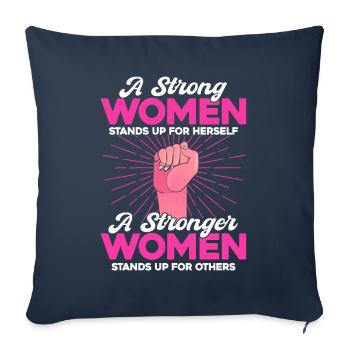 Égalité féministe des genres F - Housse de coussin décorative 45 x 45 cm - bleu marine - Devant