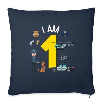 Je suis 1 - Police américaine - Housse de coussin décorative 45 x 45 cm - bleu marine - Devant