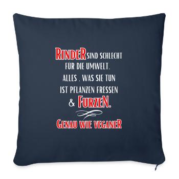 Anti Vegan- Rinder sind schlecht für die Umwelt... - Sofakissenbezug 45 x 45 cm - Navy - Vorne