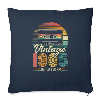1985 Anniversaire Né En 1985 Rétro Vintage - Housse de coussin décorative 45 x 45 cm - bleu marine - Devant