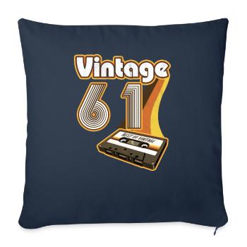 1961 Vintage Anniversaire Rétro Vintage Cadeau - Housse de coussin décorative 45 x 45 cm - bleu marine - Devant