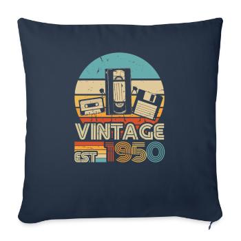 Anniversaire des années 1950 né dans les années 1950 rétro Vintage - Housse de coussin décorative 45 x 45 cm - bleu marine - Devant
