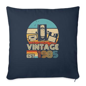1985 Anniversaire Né En 1985 Rétro Vintage - Housse de coussin décorative 45 x 45 cm - bleu marine - Devant