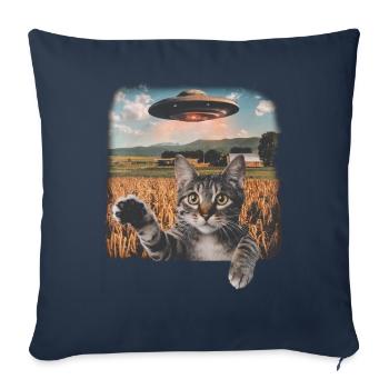 Lustige Ängstliche Katze Selfie UFO Alien - Sofakissenbezug 45 x 45 cm - Navy - Vorne