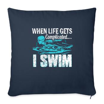 Natation Nageuse - Housse de coussin décorative 45 x 45 cm - bleu marine - Devant