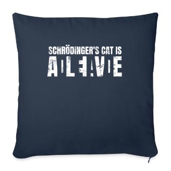 Le chat de Schrödinger - Housse de coussin décorative 45 x 45 cm - bleu marine - Devant