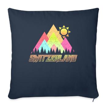 Suisse Alpes suisses Cervin - Housse de coussin décorative 45 x 45 cm - bleu marine - Devant