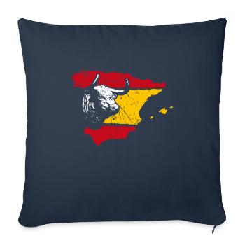 Drapeau Espagne avec taureau - Housse de coussin décorative 45 x 45 cm - bleu marine - Devant