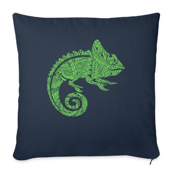 Tatouages tribaux maoris caméléons - Housse de coussin décorative 45 x 45 cm - bleu marine - Devant