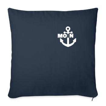 Moin avec ancre - Vers le Nord - Housse de coussin décorative 45 x 45 cm - bleu marine - Devant