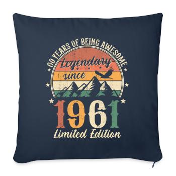 60 ans d’anniversaire rétro Légendaire depuis 1961 - Housse de coussin décorative 45 x 45 cm - bleu marine - Devant