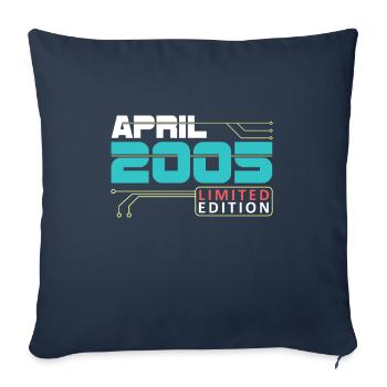 Avril 2005 - Anniversaire en avril - Housse de coussin décorative 45 x 45 cm - bleu marine - Devant