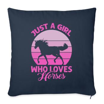 Juste une fille qui aime les chevaux - Horseback Equestria - Housse de coussin décorative 45 x 45 cm - bleu marine - Devant