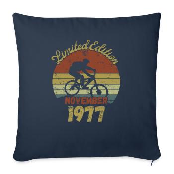 Anniversaire Vélo Vélo Novermber 1977 - Housse de coussin décorative 45 x 45 cm - bleu marine - Devant