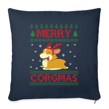 Merry Corgmas Dog Saying Ugly Christmas - Sofa pillowcase 17,3'' x 17,3'' (45 x 45 cm) - navy - Front